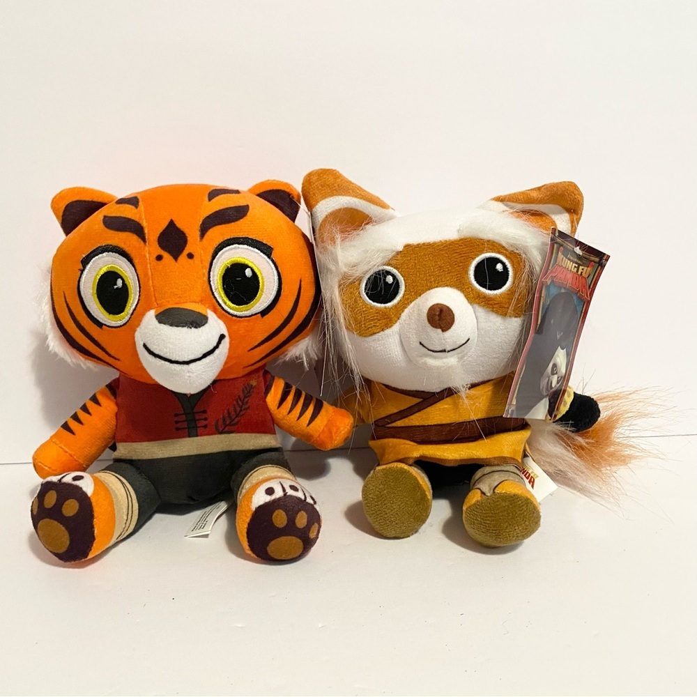 Kung Fu Panda Plush Big Head Master Shifu & Tigress Dreamworks Stuffed Animal 6”